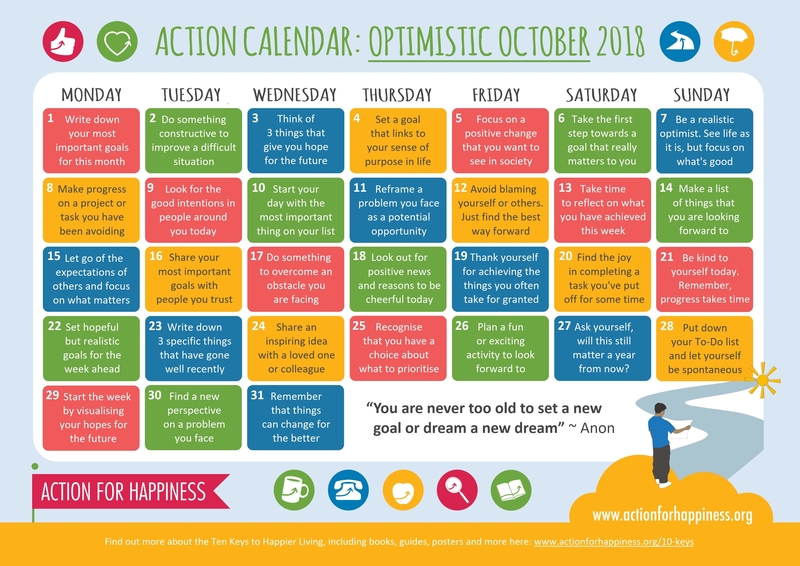 31 Days of Happiness - Optimistic October Calendar