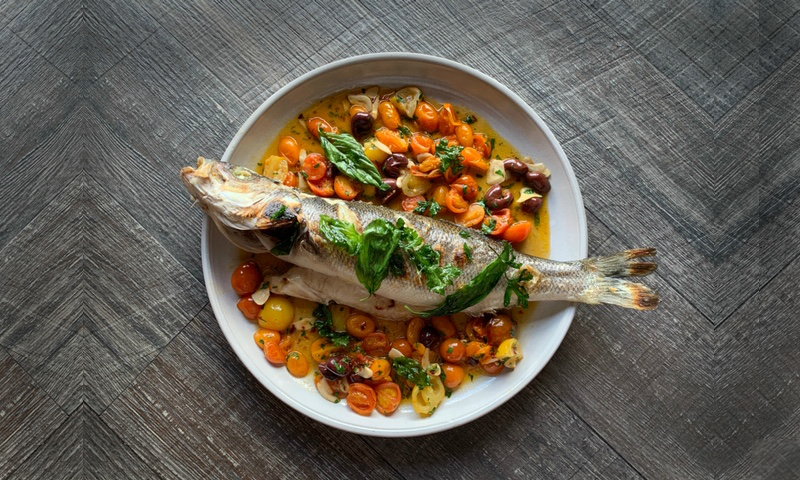 Gourmet Holiday Recipes from Celebrity Chefs & Restaurateurs - Branzino all'Acqua